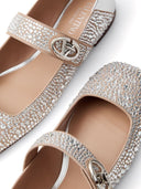 Valentino Garavani V Logo Locker Leather Strass Embellished Ballets
