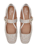 Valentino Garavani V Logo Locker Leather Strass Embellished Ballets