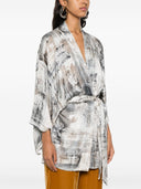 Avant Toi Belted Silk Kimono Top