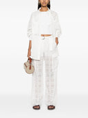 Ermanno Firenze Embroidered Cotton Blend Trousers