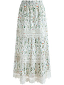 Alice + Olivia Flower Print Cotton Maxi Skirt