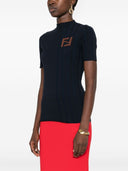 Fendi Ribbed Cotton T Shirt