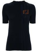 Fendi Ribbed Cotton T Shirt