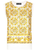 Dolce & Gabbana Maiolica Print Silk Tank Top