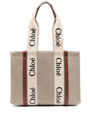 Chloè Woody Medium Canvas And Leather Tote Bag