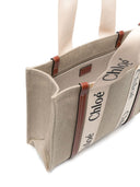 Chloè Woody Medium Canvas And Leather Tote Bag