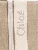 Chloè Woody Medium Canvas And Leather Tote Bag