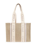 Chloè Woody Medium Canvas And Leather Tote Bag