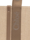 Chloè Woody Medium Canvas And Leather Tote Bag