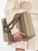 Chloè Woody Medium Canvas And Leather Tote Bag