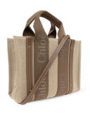 Chloè Woody Small Canvas And Leather Tote Bag
