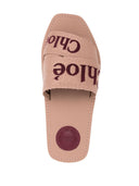 Chloè Woody Canvas And Leather Flat Sandals