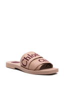 Chloè Woody Canvas And Leather Flat Sandals