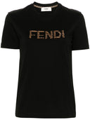 Fendi Embroidered Logo Cotton T Shirt