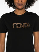 Fendi Embroidered Logo Cotton T Shirt