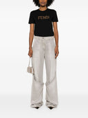 Fendi Embroidered Logo Cotton T Shirt