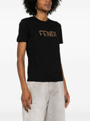 Fendi Embroidered Logo Cotton T Shirt