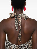 Ganni Leopard Print Halterneck Dress