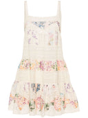 Zimmermann Floral Print Lace Trim Short Dress