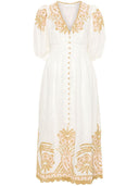 Zimmermann Embroidered Linen Midi Dress