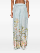 Pantaloni di seta a stampa floreale Zimmermann