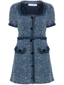 Self Portrait Textured Denim Mini Dress