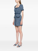 Self Portrait Textured Denim Mini Dress
