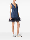 Valentino Feathered Denim Mini Dress