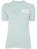 Fendi Ribbed Cotton T Shirt