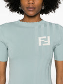 Fendi Ribbed Cotton T Shirt