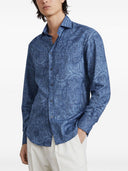 Brunello Cucinelli Slim Fit Cotton Shirt With Paisley Print