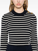 Ami Paris Cotton Blend Striped Sweater