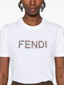 Fendi Embroidered Logo Cotton T Shirt