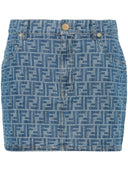Fendi Ff Chambray Mini Skirt