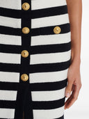 Balmain Buttoned Striped Long Skirt