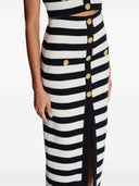 Balmain Buttoned Striped Long Skirt