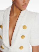 Balmain Tweed geknöpfte, gekräuselte Jacke