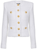 Balmain Buttoned Tweed Short Jacket