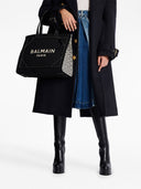 Balmain B Armee mittelgroße Leinwand und Ledertasche