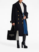 Balmain B Armee mittelgroße Leinwand und Ledertasche