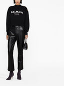 Balmain Logo Organic Cotton Cropped Sweatshirt