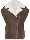 Brunello Cucinelli Shearling Sleeveless Biker Jacket