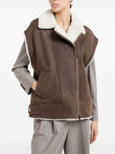 Brunello Cucinelli Shearling Sleeveless Biker Jacket