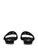 Dolce & Gabbana Logo Leather Flat Sandals