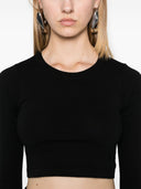 Rick Owens Cotton Long Sleeve Cropped T Shirt