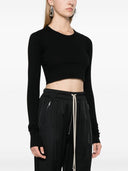 Rick Owens Cotton Long Sleeve Cropped T Shirt