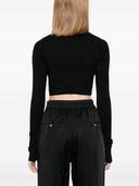 Rick Owens Cotton Long Sleeve Cropped T Shirt