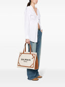 Balmain B Army Medium Canvas And Leather Tote Bag