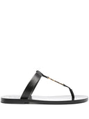 Saint Laurent Cassandre Leather Thong Sandals