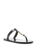 Saint Laurent Cassandre Leather Thong Sandals
